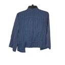 CAbi  Womens Jacket Striped Cascade Cropped Ruffle Bow Tie Neck Open Front Medium Photo 7