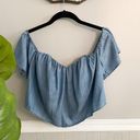 Guess Denim Off Shoulder Cropped Top Size Small Photo 0