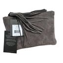 Krass&co New w/Tags White . Pochette-Grey Suede Italian leather with Tassel zip fob Photo 1