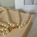 American Vintage Vintage “Morgana” Gold Hook Clasp Three Strand Pearl Necklace Chunky Statement Photo 1