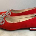 Jones New York  Quennelle Pointed Toe Rhinestone Bow Ballet Flats 7 Womens Red Photo 7