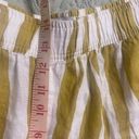 Rachel Zoe  Women’s Stripe 100% Linen Pull On Cropped Pants Golden Yellow Size XL Photo 4