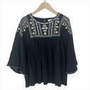 Mango NWT MNG by  Black Embroidered Gauze Blouse Size Small Photo 2