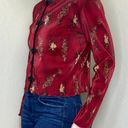 Dress Barn Retro Y2K  Red & Black Japanese Floral Blouse Photo 2