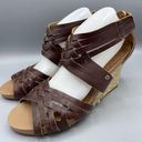 indigo. by Clarks Brown Leather Espadrille Wedge Sandals Women’s Size 11 Photo 0