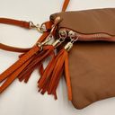 Vera Pelle  Italian Leather Brown Crossbody Tassel Purse Photo 7