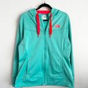 The North Face Hoodie Women's Full Length Zip Jacket Green  and Orange X Large Photo 0