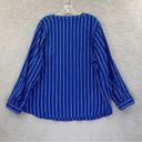 kim rogers NWT  Curvy Long Sleeve Button Down Shirt Cotton Blue Stripe Women's 1X Photo 3