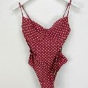 We Wore What  Danielle Star Print One Piece Swimsuit Retro Belted Red Large L NWT Photo 1