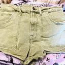 Good American High Waisted Olive Denim Shorts Photo 4