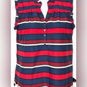 Tommy Hilfiger  Red White & Blue Striped Patriotic Sleeveless Blouse Size Medium Photo 2