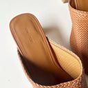 Oak + Fort  Woven Leather Heeled Mules Round Toe Cognac Tan Women's 8 Photo 4