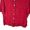 Karin Stevens Vintage  Red Short Sleeve Button Down Blouse Size 14 Photo 2