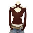 NBD  Zuri Crossover Cut Out Top Chocolate Brown Size XS Ribbed Knit Bodycon NEW Photo 3