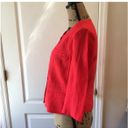 Target Merona Red Collarless Linen Cropped Balzer Jacket w/ 3/4 Sleeves Hook Closure XS Photo 9