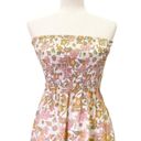 Petal and Pup  Strapless Retro Floral Midi Dress Tan Pink Cream Size 4 70s Boho Photo 4