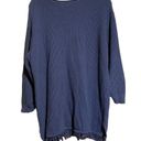 Coldwater Creek  Plus Size 2X Blue Fringe Hem Cotton Waffle Knit Pullover Sweater Photo 2