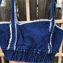 ZARA TRF DENIM CROP BRA FRAYED TOP XS Photo 1