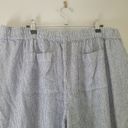 Loft  Outlet Blue and White Striped Wide Leg Crop Linen Blend Pant Photo 4