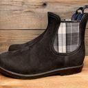 Krass&co Charleston Shoe . Chelsea Rain Boot Black White Faux Suede Plaid Size 10 Photo 0