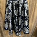 Oleg Cassini  Navy Blue Silver Floral Brocade High Low A-Line Dress 12 Photo 8