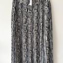 J.Crew NWT  Factory Sz O Womens Snakeskin Print Pleated Midi Skirt Black Cream Photo 0