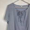 Pendleton  Short Sleeve Blue and White Striped Tee with Tie at Neck SZ XL Photo 2