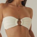 Abercrombie & Fitch White Texture Cinched O Ring Swim Bandeau Bikini Top NEW Photo 0