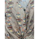 Kirra  Women's Blouse Tie Front Brown Taupe Tribal Sheer Size Large Photo 5