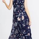 Motherhood Maternity Navy Floral Chiffon Maxi Dress Sz L  Summer Backyard Party Photo 1