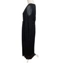 Baltic Born  Devlyn Pleated Midi Dress Black Shimmer V Neck Women’s Size L New Photo 6