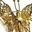 Monet Vintage  BUTTERFLY BROOCH Pin Gold Filigree 1-5/8” Double Wing Signed Photo 2