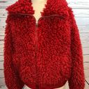 American Eagle  Outfitters Full Zip Jacket Small Lined Red Sherpa Bomber Teddy Photo 6