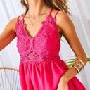 Main Strip  Eyelet Lace Criss Cross Tank Top Pink Size Small Photo 0