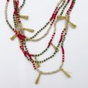 Torrid NEW  Multilayered Beaded Necklace with Tassels Burgundy Olive Gold Boho Photo 4