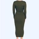 Naked Wardrobe NWT  Snatched V-Neck Long Sleeve Midi Dress in Olive Green Photo 2