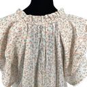 Cleobella  Womens Floral Ruffle Neck Flutter Sleeve Cotton Blouse Pink Large NWT Photo 7