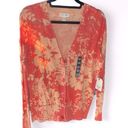 st. john's bay NWT St John’s Bay abstract floral pink cardigan 100% cotton size large Photo 0