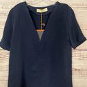 Ramy Brook  Kate Silk V-neck Top with Leather Insert, NWT, Size Small, MSRP $345 Photo 1