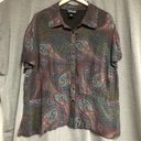 Style & Co , 22W button collared top, short sleeves, brown blue, maroon paisley Photo 8