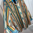 L&B NWT  Lucky & Blessed Southwestern Blue Sequined Long Sleeve Button Up Blouse Photo 0