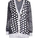 Michael Kors MICHAEL  Black White Polka Dot Gold Button Down Cardigan Sweater M Photo 0