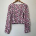 Abound NEW NWT  Cinched Floral Blouse Pink Cream Blue Long Sleeve Crop Top Medium Photo 9