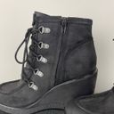 Zodiac Black Suede Indy Wedge Lace Up Ankle Booties Photo 8