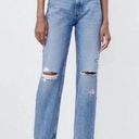 ZARA NWT  Classic Mom Fit High Waist Distressed Jeans 8 Blue Photo 0