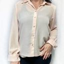 Oscar de la Renta  Light Pink Chiffon Button Up Blouse Size Large Photo 0