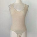 Aura Ribbed Solid Beige V-Neck Fitted Sleeveless Bodysuit Photo 0