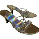 Mootsies Tootsies Vintage 90's Y2K  Gold Satin Clear Panel Heeled Slides size 7 Photo 1