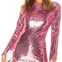 Revolve Long Sleeve Pink Sequin Mini Dress Photo 0