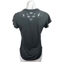 Alya  Black Lace Embroidered Short Sleeve Band Collar Pullover Blouse Top Size XS Photo 1